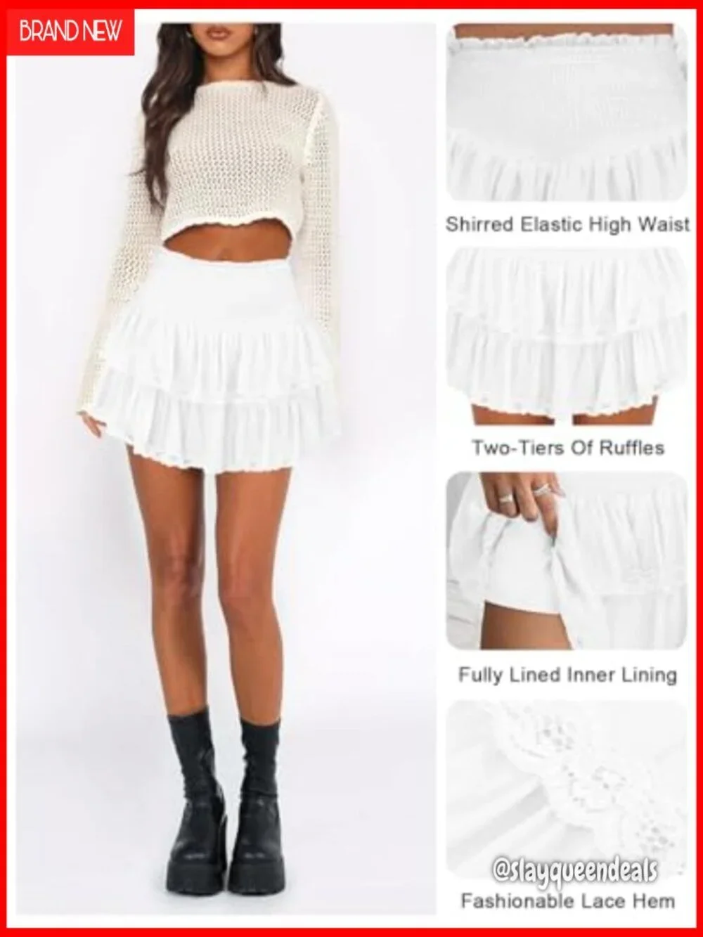 High Waist Ruffle Mini Skort with Built-In Shorts for Golf Tennis Active Wear
